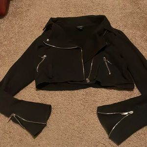 Rue 21 Cropped Jersey knit Moto jacket size L